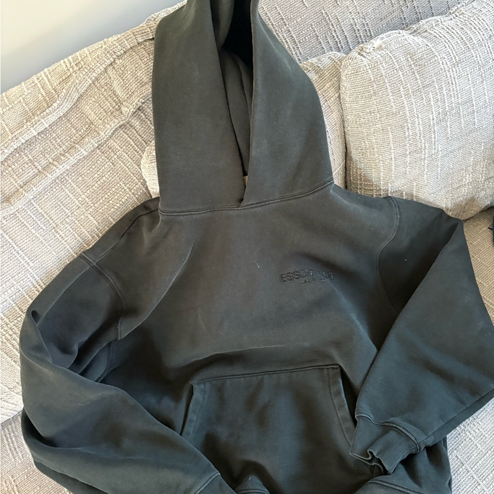 Essentials Black Hoodie with Logo